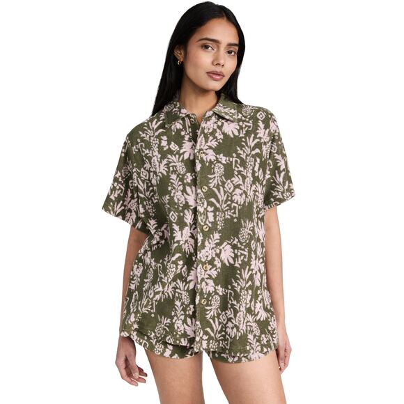 Evereve Tops - THE UPSIDE NWT Evereve Cocos Collared Stella Terry Cloth Shirt // XS